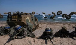 Un exercice de débarquement américano-sud-coréen à Pohang, dans le sud-est de la Corée du SUd, le 12 mars 2016