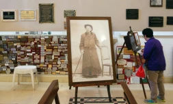 Une photo de José Gabriel Brochero, appelé aussi "le curé gaucho", dans le sanctuaire de Nuestra Senora del Transito à Cordoba en Argentine, le 20 septembre 2016