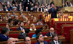 Le Parlement catalan, avant un vote sur l'indépendance de la région, le 27 octobre 2017 à Barcelone