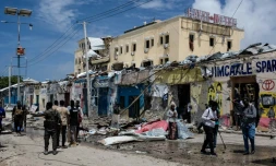 Les décombres de l'hôtel Hayat après une attaque de 30 heures par des islamistes shebab, le 21 août 2022 à Mogadiscio, en Somalie