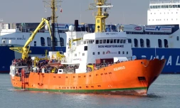 Le navire Aquarius dans le port de Catane en Sicile le 21 mars 2017