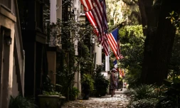 Le centre historique de Savannah, le 25 avril 2020 en Géorgie