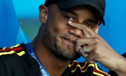 Le capitaine belge Vincent Kompany sur le banc durant le match contre le Panama à Sotchi, le 18 juin 2018