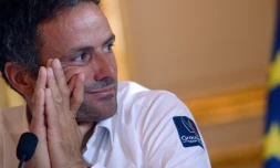 Le navigateur Franck Cammas en conférence de presse à Paris, le 25 juin 2015