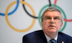 Le président du CIO Thomas Bach en conférence de presse lors du sommet olympique à Lausanne, le 21 juin 2016