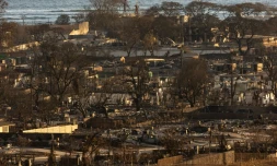 Des maisons brûlées à Lahaina, à Hawaï, le 12 août 2023