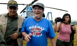Le chef suprême des Farc, Rodrigo Londoño, le 26 juin 2017 à Buena Vista, dans la municipalité colombienne de Mesetas