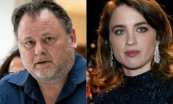 Le réalisateur Christophe Ruggia au tribunal de Paris le 29 juin 2023 et l'actrice Adèle Haenel lors de la 45e édition de la cérémonie des César à la salle Pleyel à Paris, le 28 février 2020