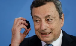 Le chef du gouvernement italien Mario Draghi lors d'une conférence de presse à Berlin, le 21 juin 2021