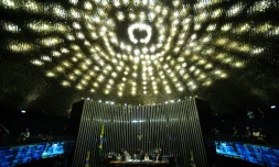 Le sénat en session pléniÚre à Brasilia le 9 août 2016