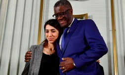 Le médecin congolais Denis Mukwege et la Yazidie Nadia Murad, ex-esclave des jihadistes à Oslo le 9 décembre 2018