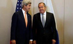 Le secrétaire d'Etat américain John Kerry et le ministre des Affaires étrangÚres russes Sergei Lavrov à GenÚve, le 9 septembre 2016