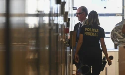 Le patron du mouvement olympique brésilien, Carlos Arthur Nuzman dans les locaux de la police fédérale à Rio, le 5 septembre 2017