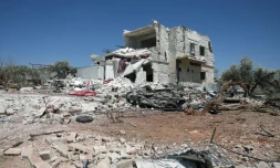 Une maison détruite par des bombardements russes prÚs d'Idleb, le 5 août 2023 en Syrie