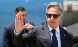 Le secrétaire d'Etat américain Antony Blinken arrive à l'aéroport du Caire, le 10 juin 2024