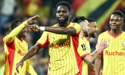 Odsonne Edouard lors de la victoire du RC Lens contre Angers au stade Bollaert en Ligue 1 le 20 mars 2026