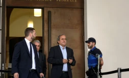 L'ex-patron de l'UEFA Michel Platini à sa sortie du tribunal pénal de Bellinzone, le 8 juin 2022  