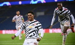 L'attaquant anglais de Manchester United, Marcus Rashford, buteur lors du match de groupes de la Ligue des champions face au Paris-SG, au Parc des Princes, le 20 octobre 2020