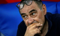 L'entraîneur de la Juventus Maurizio Sarri lors de la finale de la Coupe d'Italie face à Naples, le 17 juin 2020 à Rome