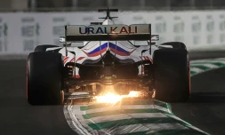 La monoplace du Russe Nikita Mazepin (Haas) lors d'une séance d'essais au Grand Prix d'Arabie Saoudite, le 5 mars 2022