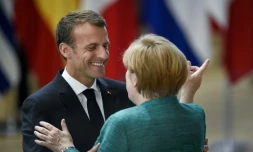 Emmanuel Macron et la chancelière allemande Angela Merkel, à Bruxelles le 28 juin 2018