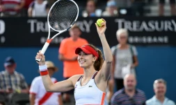 Alizé Cornet à l'issue du match l'opposant à  Garbine Muguruza le 6 janvier 2017 à Brisbane en Australie