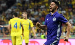 Morgan Sanson a assuré l'égalisation pour Marseille contre le NK Domzale en barrage aller d'Europa League, le 17 août 2017 à Ljubljana