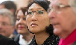 La ministre française de la Culture Fleur Pellerin au musée Unterlinden à Colmar, le 23 janvier 2016