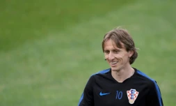 Le milieu de terrain croate Luka Modric à l'entraînement, le 23 juin 2018 à Saint-Pétersbourg 
