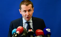 Le procureur de la République d'Epinal, Nicolas Heitz, lors d'une conférence de presse à Epinal, le 16 avril 2021