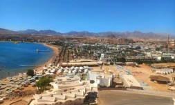 La ville de Charm el-Cheikh, sur la mer Rouge, où des pourparlers entre responsables israéliens et du Hamas se déroulent, le 7 octobre 2025 en Egypte