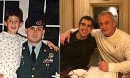 Michael Taylor (d) et son fils Peter, posant ensemble à plusieurs années d'écart