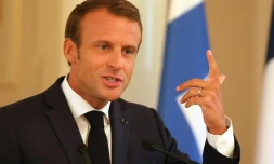 Emmanuel Macron donne une conférence de presse à Helsinki, le 30 août 2018