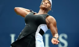 Serena Williams face à l'Espagnol Nuria Parrizas-Diaz à l'Open du Canada, le 8 août 2022 à Toronto 