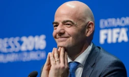 L'Italo-Suisse Gianni Infantino, en conférence de presse aprÚs son élection à la présidence de la Fifa, le 26 février 2016 à Zurich