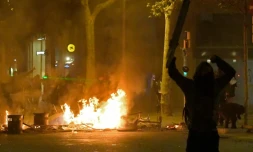 Heurts entre manifestants et forces de police, le 17 octobre 2019 Ă Barcelone