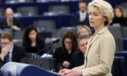 La présidente de la Commission européenne Ursula von der Leyen s'exprime devant le Parlement européen à Strasbourg le 28 février 2024