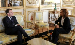 Emmanuel Macron et Leila Slimani, sa "représentante personnelle pour la Francophonie", le 6 novembre 2017 à Paris