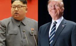 Cette combinaison créée le 9 mars 2018 montre le dirigeant nord-coréen Kim Jong Un et le président américain Donald Trump, qui se rencontreront pour un sommet historique le 12 juin à Singapour. La photo du dirigeant nord-coréen a été fournie par l'agence officielle KCNA le 24 décembre 2017