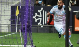 L'attaquant grec de Marseille Konstantinos Mitroglou buteur lors de la victoire à Toulouse le 11 mars 2018