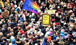 Manifestation contre l'extrême droite le 20 janvier 2024 à Fracnfort, en Allemagne