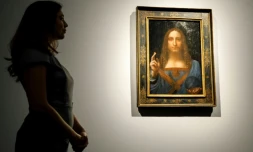 Le tableau "Salvator Mundi" de Léonard de Vinci exposé à Londres le 22 octobre 2017