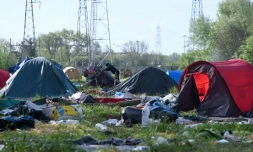 Le camp de migrants de Grande-Synthe dans le Nord avant son démantèlement le 12 mai 2021