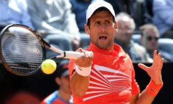 Le Serbe Novak Djokovic face au Canadien Denis Shapovalov, le 16 mai 2019 Ă Rome