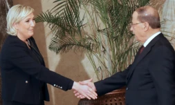 Marine Le Pen rencontre le président libanais Michel Aoun au palais présidentiel à Baabda, le 20 février 2017