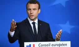 Emmanuel Macron lors d'une conférence de presse à Bruxelles, où il participe à son premier sommet européen, le 22 juin 2017