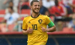 L'attaquant belge Eden Hazard auteur d'un doublé contre la Tunisie, le 23 juin 2018 à Moscou 