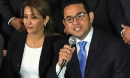 Le nouveau président du Guatemala, Jimmy Morales,  candidat du parti de droite FCN-Nacion, le 25 octobre 2015 au soir du 2è tour des élections présidentielles
