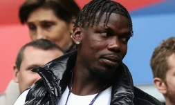 Paul Pogba assiste au 8e de finale de l'Euro entre la France et la Belgique, le 1er juillet 2024 à Düsseldorf 