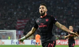 Le Français Olivier Giroud buteur face à Belgrade en Europa League, le 19 octobre à Belgrade
